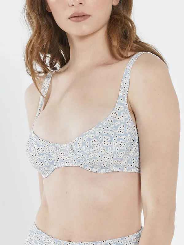 Mallory Underwire Bikini Top - Steel Blue Floral two-piece bikini, Feminine, Summer, Trendy Mallory Underwire Bikini Top - Steel Blue Floral two-piece bikini, Feminine, Summer, Trendy