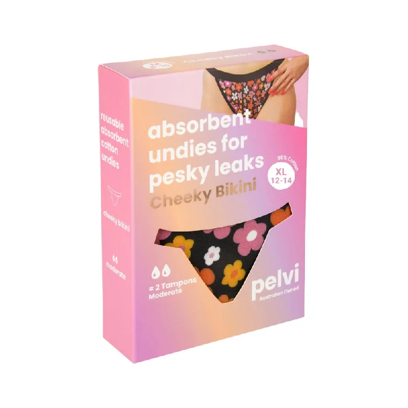PELVI Leakproof Underwear Cheeky Bikini Floral XL Seamless bikini, Smooth fit, Comfortable, Trendy PELVI Leakproof Underwear Cheeky Bikini Floral XL Seamless bikini, Smooth fit, Comfortable, Trendy