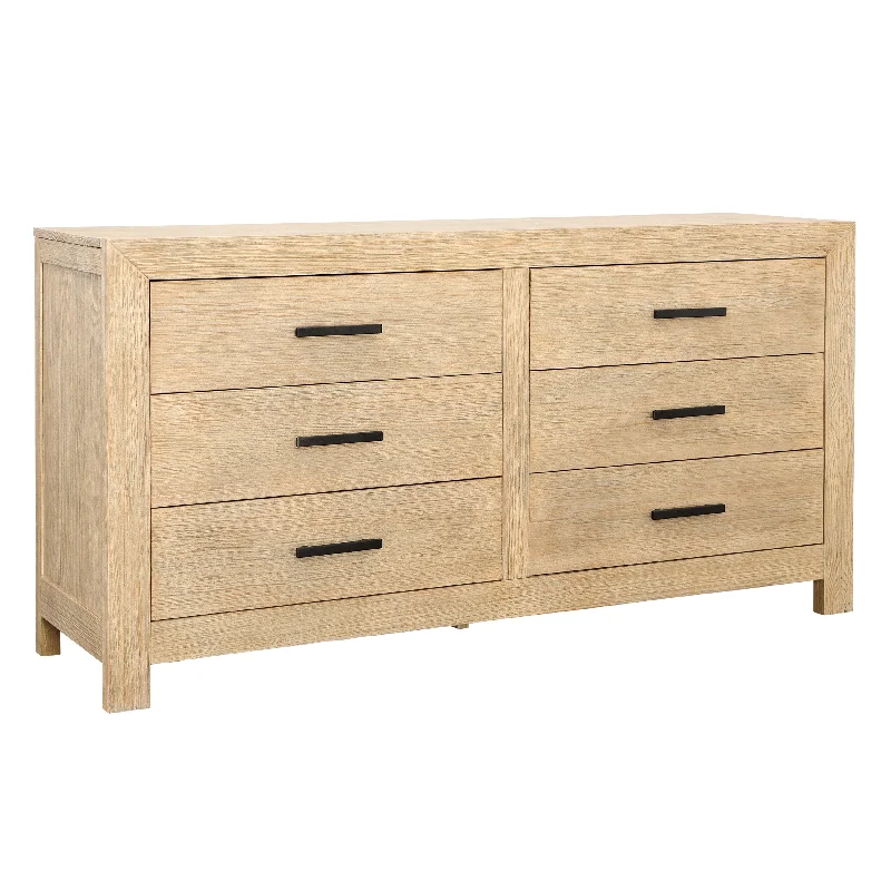 Emmalyn Dresser Rubber Wood and Oak Veneer - Light Warm Wash and Black Tunics Recommended stylist