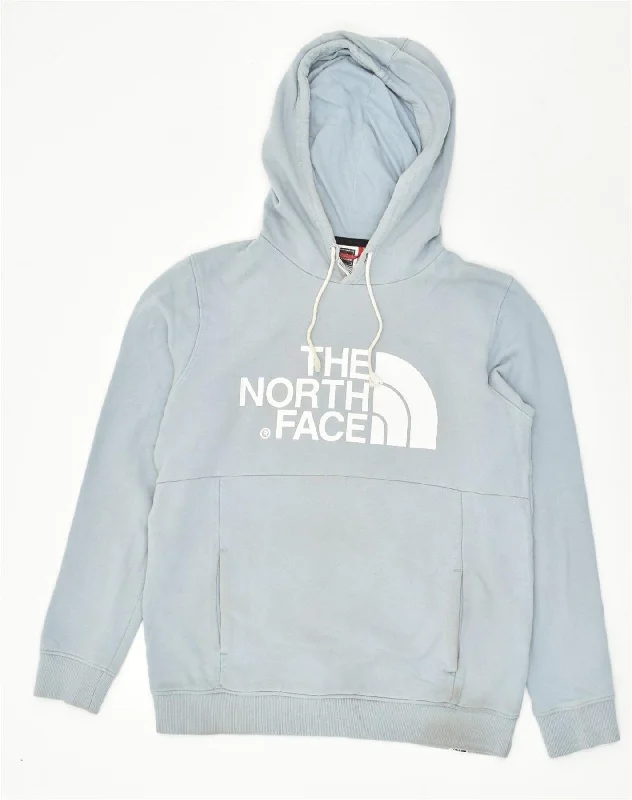 THE NORTH FACE Womens Graphic Hoodie Jumper UK 10 Small Blue Cotton Hoodie with Double Zipper Versatile Adjustable