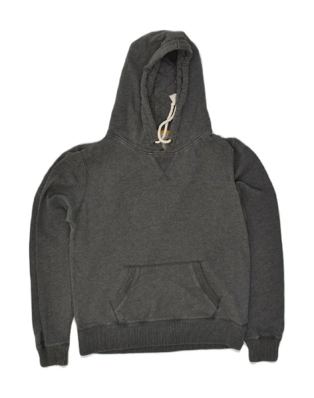 JACK WILLS Womens Graphic Hoodie Jumper UK 14 Large Grey Cotton Hoodie with Print Artistic Unique