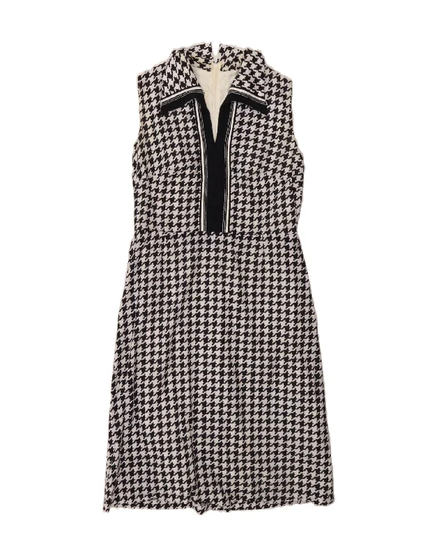 HARDOB Womens Sleeveless A-Line Dress IT 42 Medium Beige Houndstooth Tunics Travel practical