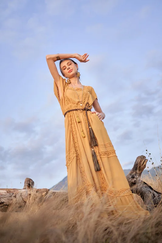 Rosalie Dress - Saffron Gold Tunics Bridal satin