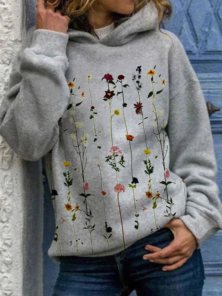 Elle&Vire® - Hoodie with floral print Hoodie with Emblem Brand Identity