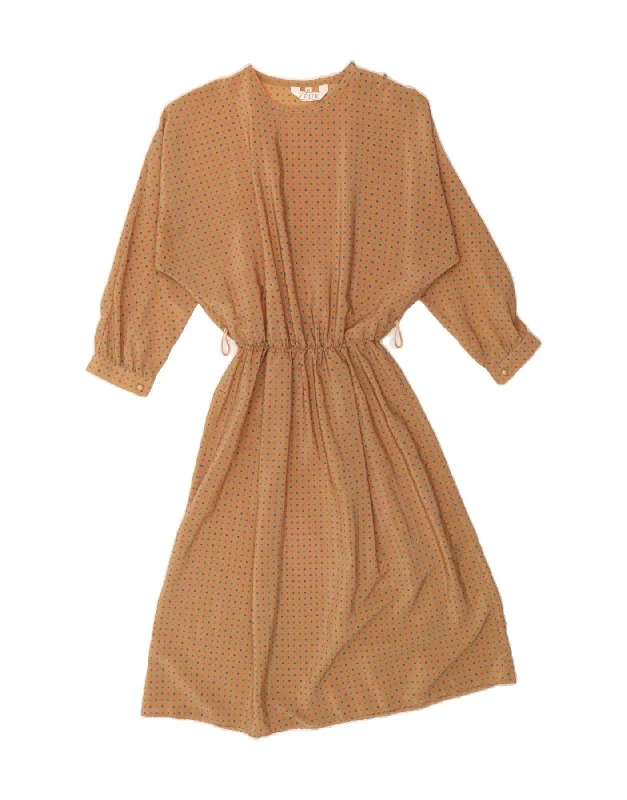 VINTAGE Womens Oversized A-Line Dress IT 42 Medium Beige Spotted Tunics Wedding white