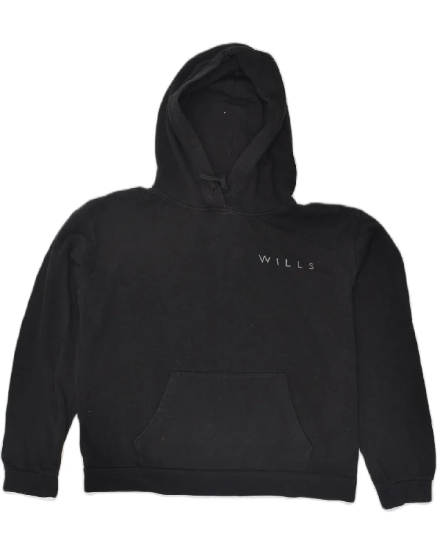 JACK WILLS Womens Graphic Hoodie Jumper UK 10 Small Black Cotton Hoodie with Set-In Sleeves Structured Classic JACK WILLS Womens Graphic Hoodie Jumper UK 10 Small Black Cotton Hoodie with Set-In Sleeves Structured Classic