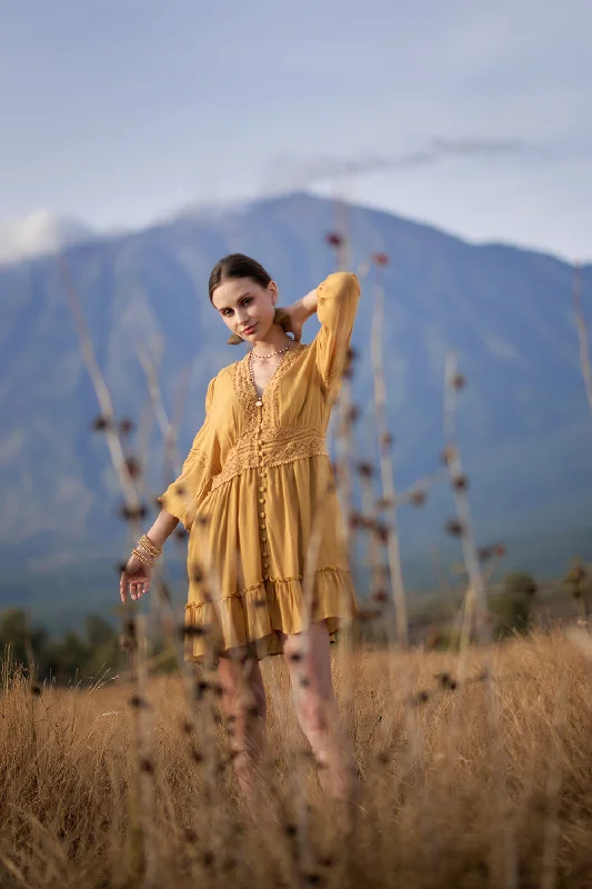 Maribelle Dress - Saffron Gold Pencil Office Professional