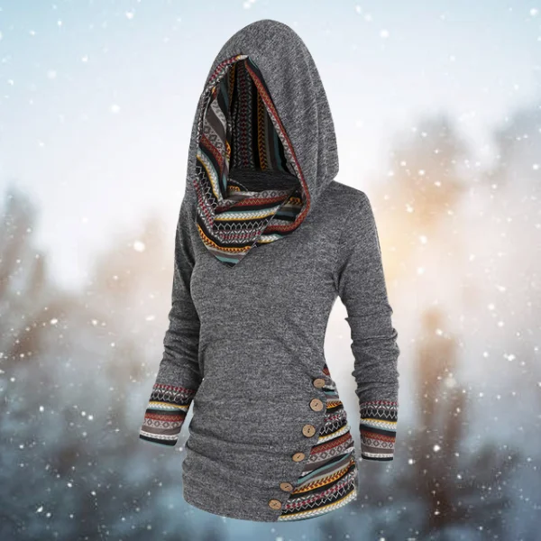 Samantha® | Casual tribal hoodie Hoodie with Longline Fit Extended Stylish