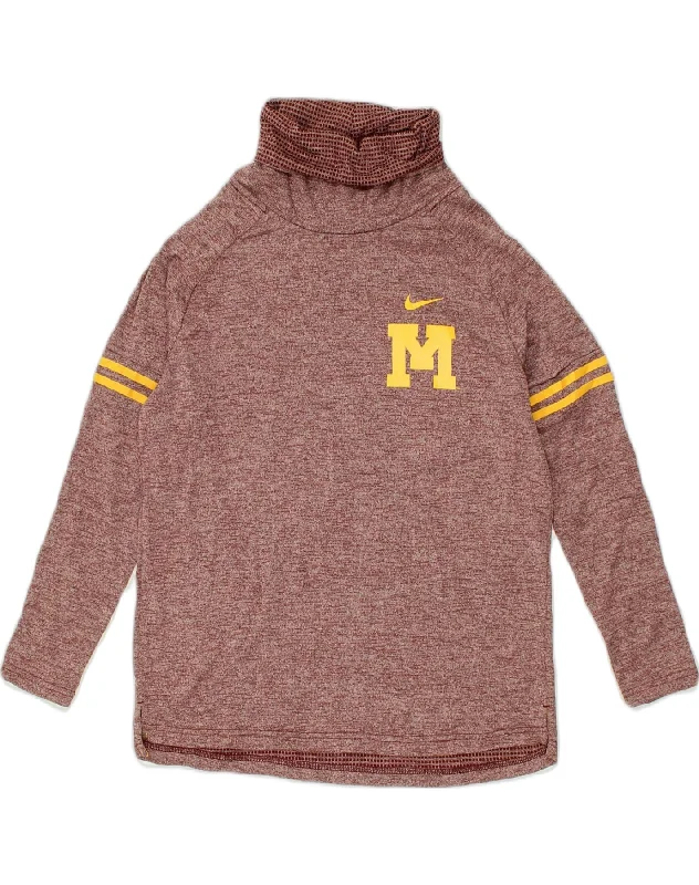 NIKE Womens Roll Neck Sweatshirt Jumper UK 16 Large Maroon Polyester Hoodie with High Neck Warm Protective NIKE Womens Roll Neck Sweatshirt Jumper UK 16 Large Maroon Polyester Hoodie with High Neck Warm Protective