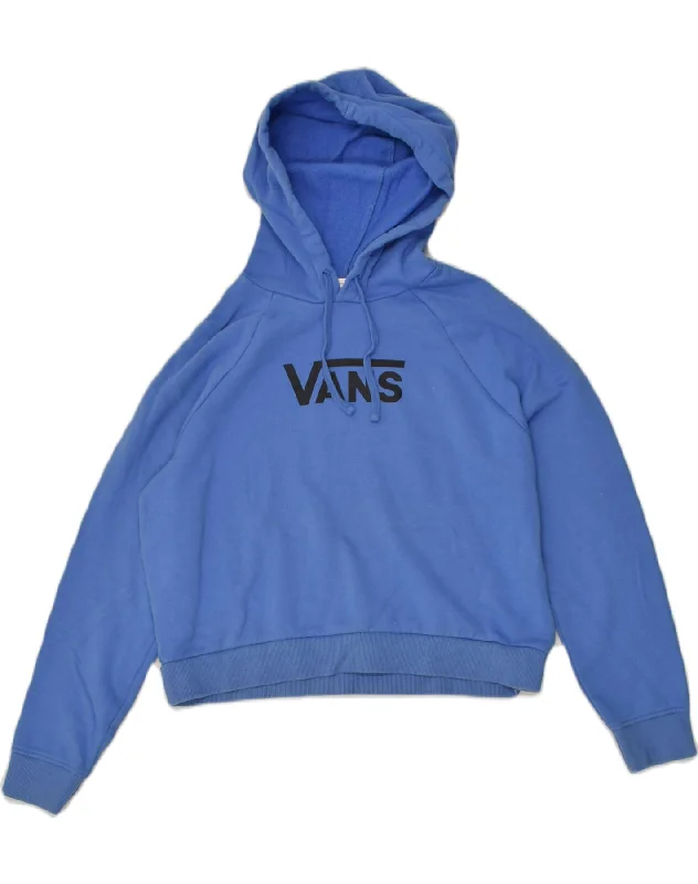 VANS Womens Graphic Crop Hoodie Jumper UK 10 Small Blue Hoodie with Zipper Placket Modern Functional VANS Womens Graphic Crop Hoodie Jumper UK 10 Small Blue Hoodie with Zipper Placket Modern Functional