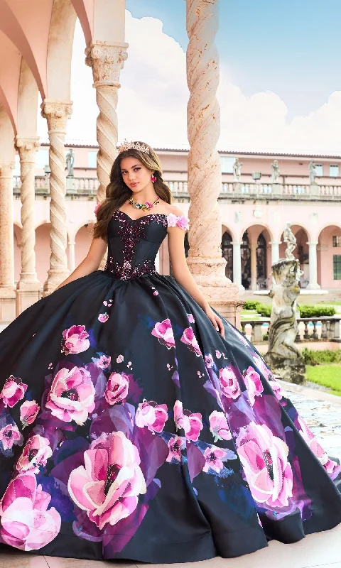 Pink Floral Black Quinceanera Dress: Princesa PR30151 Tunics Sale discount