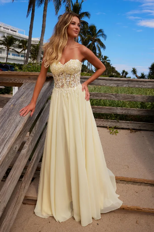 Nox Anabel -C1617 Strapless Applique A-Line Chiffon Dress Tunics Fall fleece