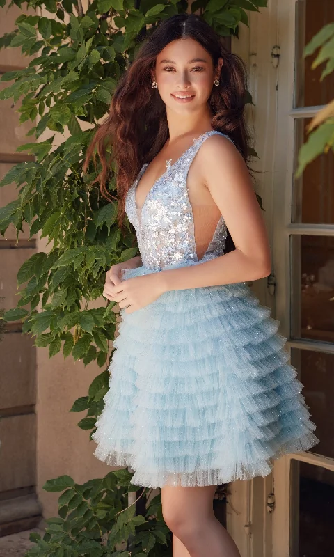 Short Babydoll Homecoming Dress: Nox Anabel R883 Tunics Seasonal trendy