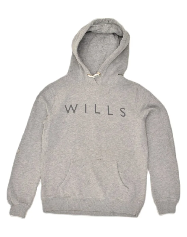 JACK WILLS Womens Graphic Hoodie Jumper UK 10 Small Grey Cotton Hoodie with Cuffed Sleeves Snug Secure JACK WILLS Womens Graphic Hoodie Jumper UK 10 Small Grey Cotton Hoodie with Cuffed Sleeves Snug Secure