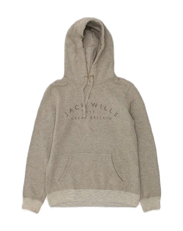 JACK WILLS Womens Graphic Hoodie Jumper UK 8 Small Grey Cotton Hoodie with Hem Lace Feminine Delicate JACK WILLS Womens Graphic Hoodie Jumper UK 8 Small Grey Cotton Hoodie with Hem Lace Feminine Delicate