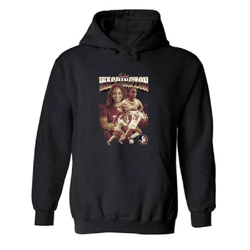 FSU - NCAA Women's Soccer : Solai Washington - Player Collage Hooded Sweatshirt Hoodie with Distressed Vintage Worn