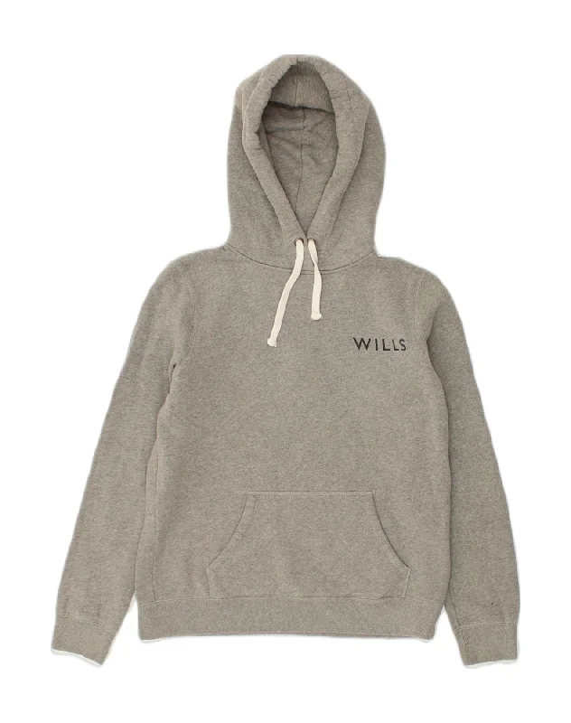 JACK WILLS Womens Graphic Hoodie Jumper UK 12 Medium Grey Cotton Hoodie with Hem Contrast Bold Stylish JACK WILLS Womens Graphic Hoodie Jumper UK 12 Medium Grey Cotton Hoodie with Hem Contrast Bold Stylish