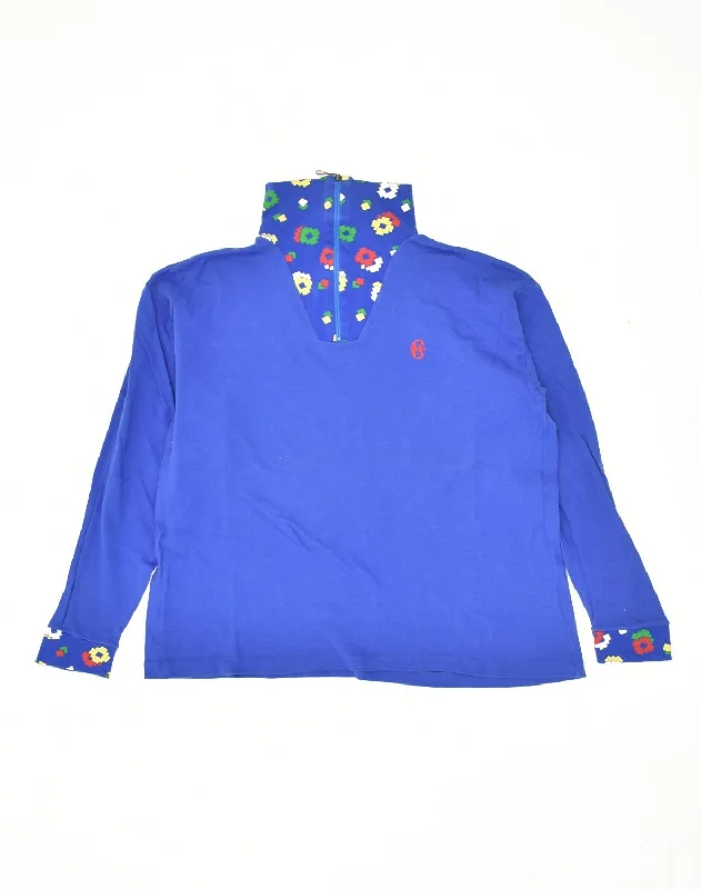 CONTE OF FLORENCE Womens Zip Neck Sweatshirt Jumper IT 42 Medium Blue Hoodie with Exposed Zipper Edgy Industrial CONTE OF FLORENCE Womens Zip Neck Sweatshirt Jumper IT 42 Medium Blue Hoodie with Exposed Zipper Edgy Industrial