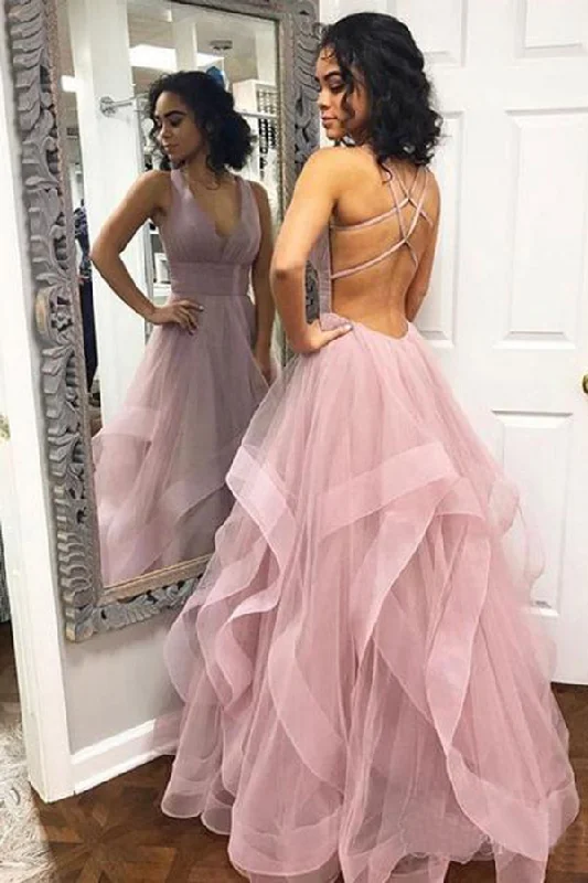 Chic Spaghetti Straps V Neck Backless Floor Length Simple Princess Dresses Prom Dresses Tunics Cozy soft