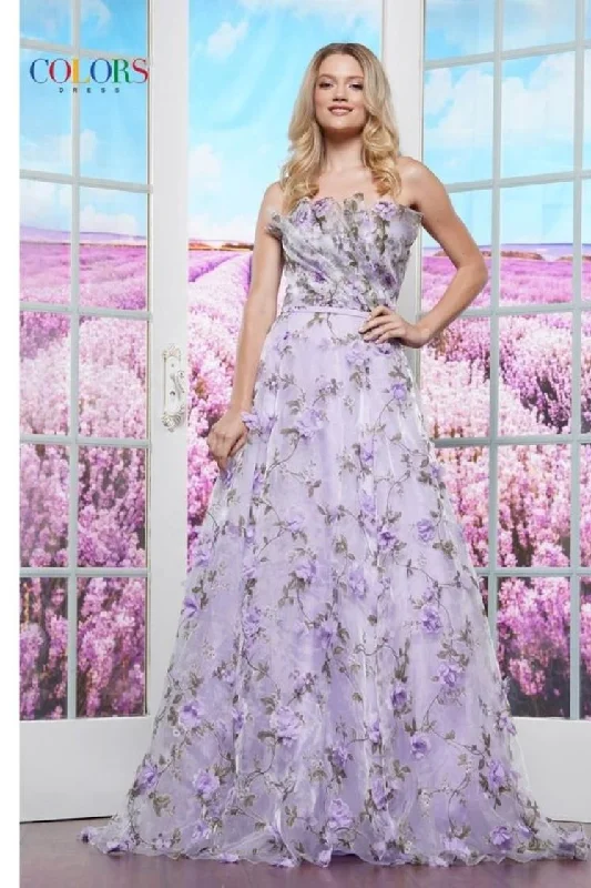 Colors Dress -3502 Draped Bodice Floral A-Line Dress Tunics Summer linen