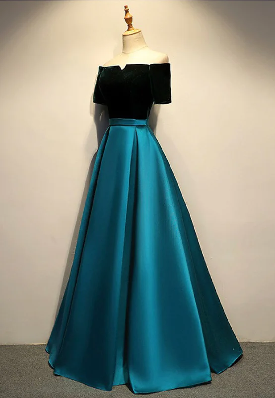 Elegant Velvet Satin Long Prom Dresses, A-Line Evening Dresses Tunics Practical easy-care
