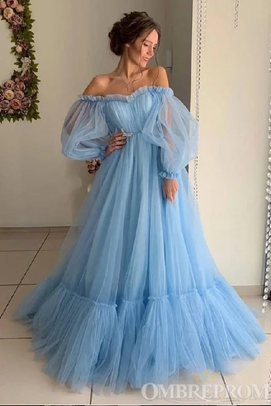 Chic Lace Up Blue Tulle Simple A Line Princess Prom Dresses Tunics Gym athletic