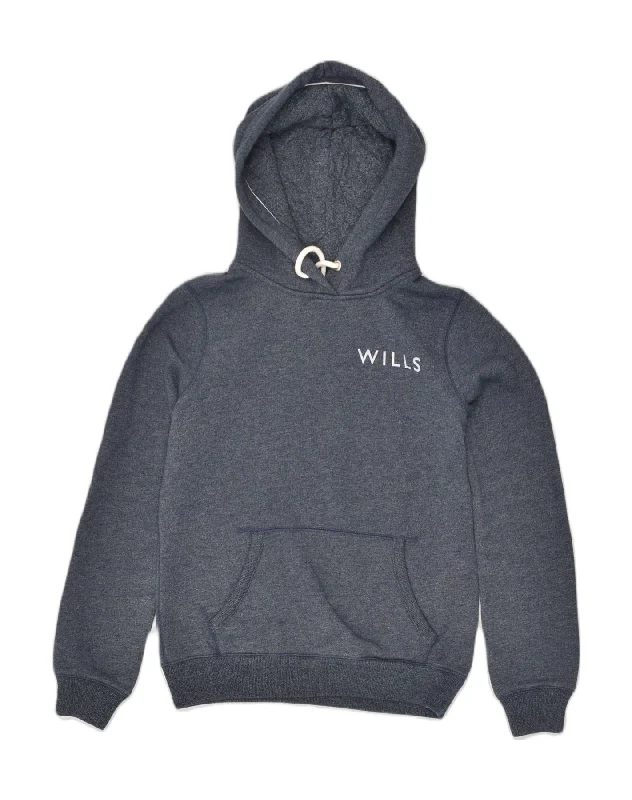 JACK WILLS Womens Hoodie Jumper UK 8 Small  Navy Blue Cotton Hoodie with Hem Ribbing Snug Secure
