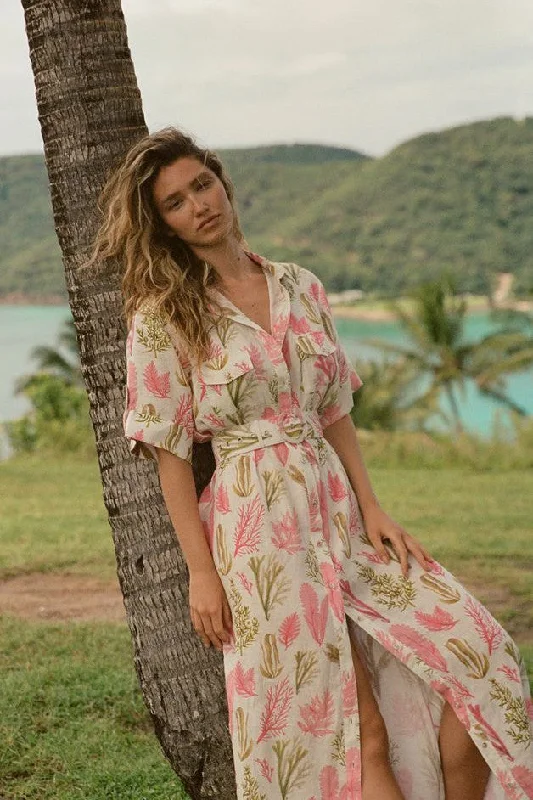 Palm Noosa - Memento Dress - Sea Garden Tunics Canvas sturdy