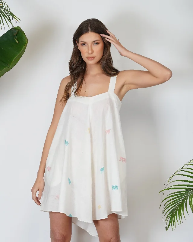 MULTI-ELE SWING DRESS Crew Neckline Sporty