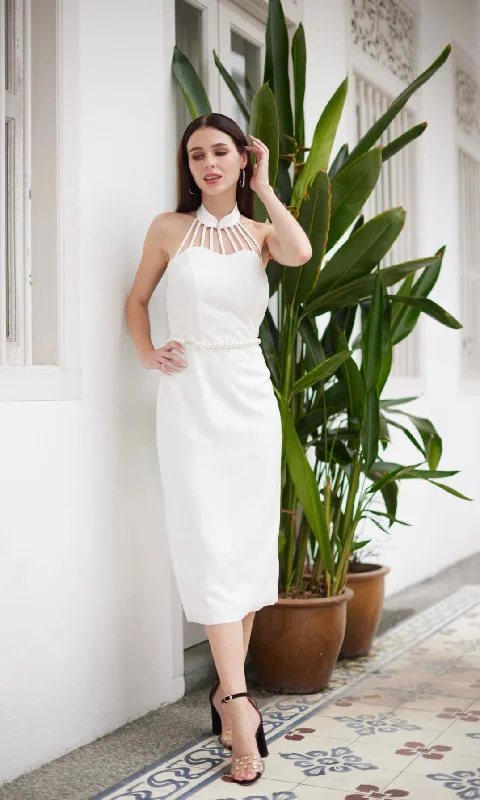 Jasmine Halter Stripes Dress sweetheart Neckline Romantic