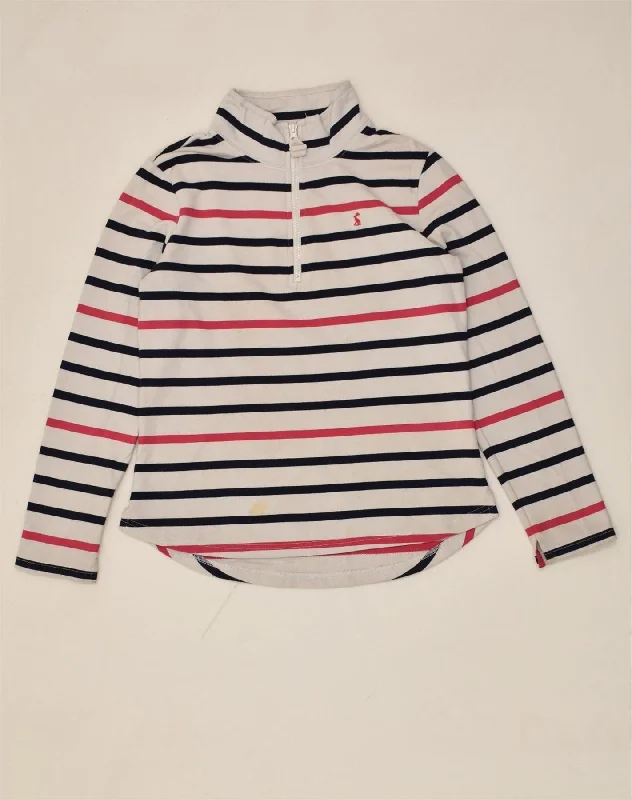 JOULES Womens Zip Neck Sweatshirt Jumper UK 10 Small White Striped Cotton Hoodie with V-Neck Classic Versatile JOULES Womens Zip Neck Sweatshirt Jumper UK 10 Small White Striped Cotton Hoodie with V-Neck Classic Versatile
