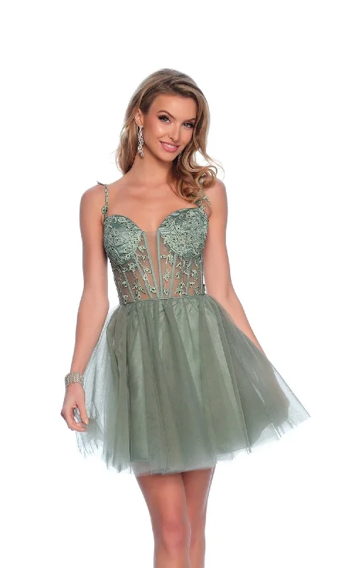 Sage Green Homecoming Dress: Dave & Johnny 11920 Tunics Short Trendy