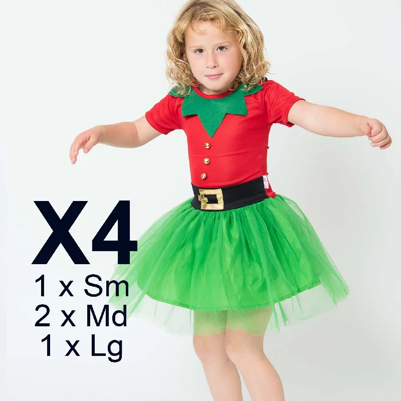 Merry Elfmas Dress Pack of 4 Mixed Sizes Tunics Solid Classic