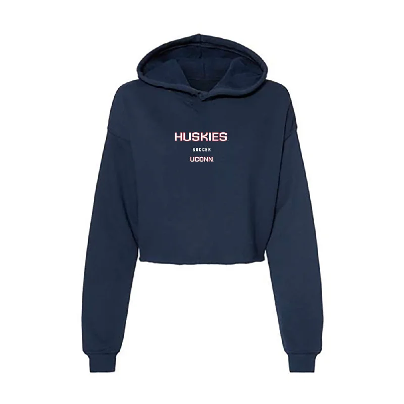 UConn - NCAA Women's Soccer : Isabella Meadows - Women's Crop Fleece Hoodie Hoodie with Distressed Vintage Worn UConn - NCAA Women's Soccer : Isabella Meadows - Women's Crop Fleece Hoodie Hoodie with Distressed Vintage Worn