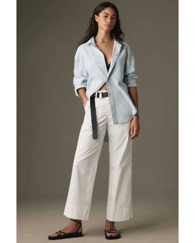 Mya Cotton Canvas Pants Comfy Zip-Up Pants