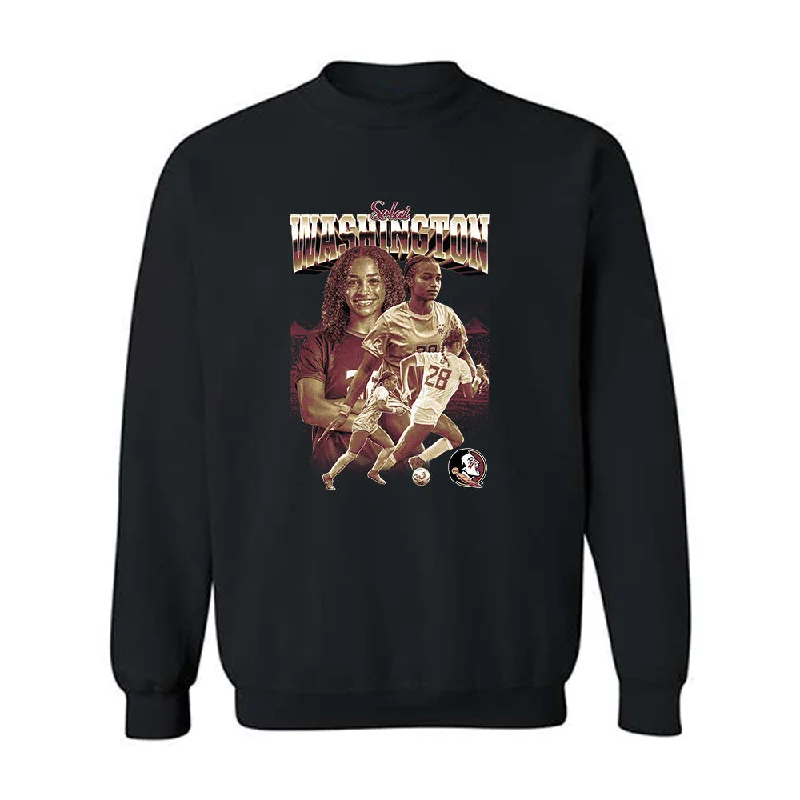 FSU - NCAA Women's Soccer : Solai Washington - Player Collage Crewneck Sweatshirt Hoodie with Frayed Bohemian Relaxed