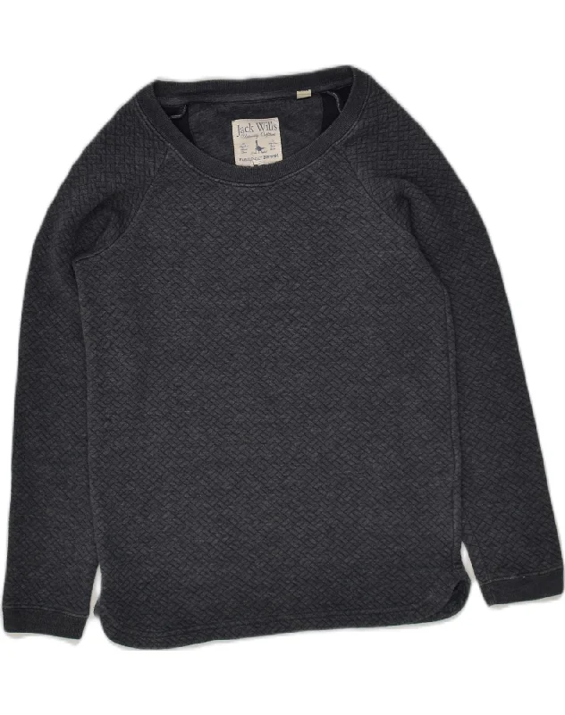 JACK WILLS Womens Sweatshirt Jumper UK 8 Small Grey Cotton Cotton Hoodie Fleece Lining Warmth