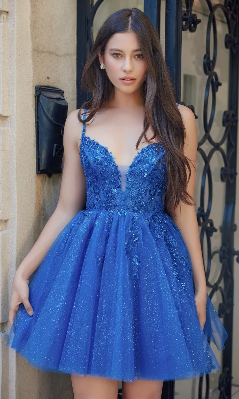 Glitter Tulle Homecoming Dress: Nox Anabel E902 Tunics Silk luxurious