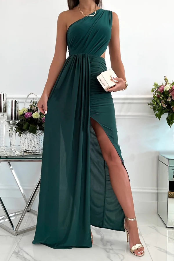 Elegant slanted neck sleeveless long dress Tunics Floral girly