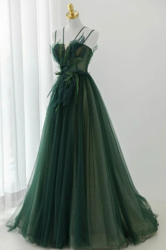 Green Tulle Long A-Line Prom Dress, Green Formal Evening Dress Tunics Luxurious premium Green Tulle Long A-Line Prom Dress, Green Formal Evening Dress Tunics Luxurious premium