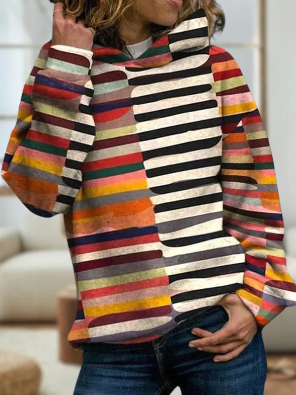 Amber® | Stylish colorful striped hoodie Hoodie with Hem Frayed Vintage Worn
