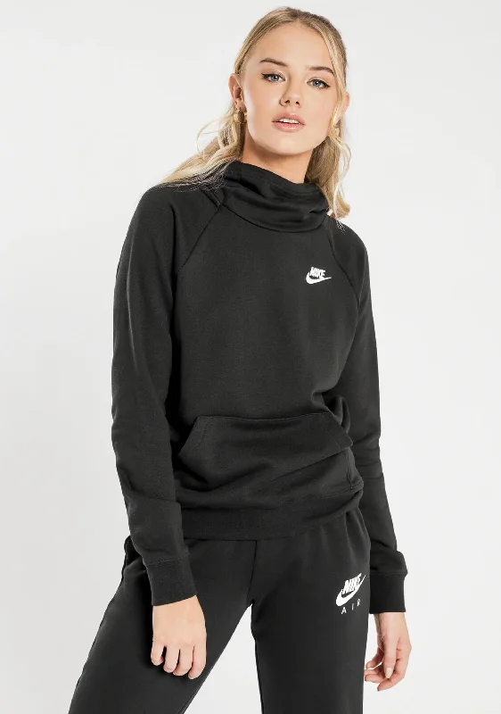 Nike Womens Sportswear Essential Fleece Funnel-Neck Hoodie <br> BV4116-010 Hoodie with Toggle Buttons Decorative Unique