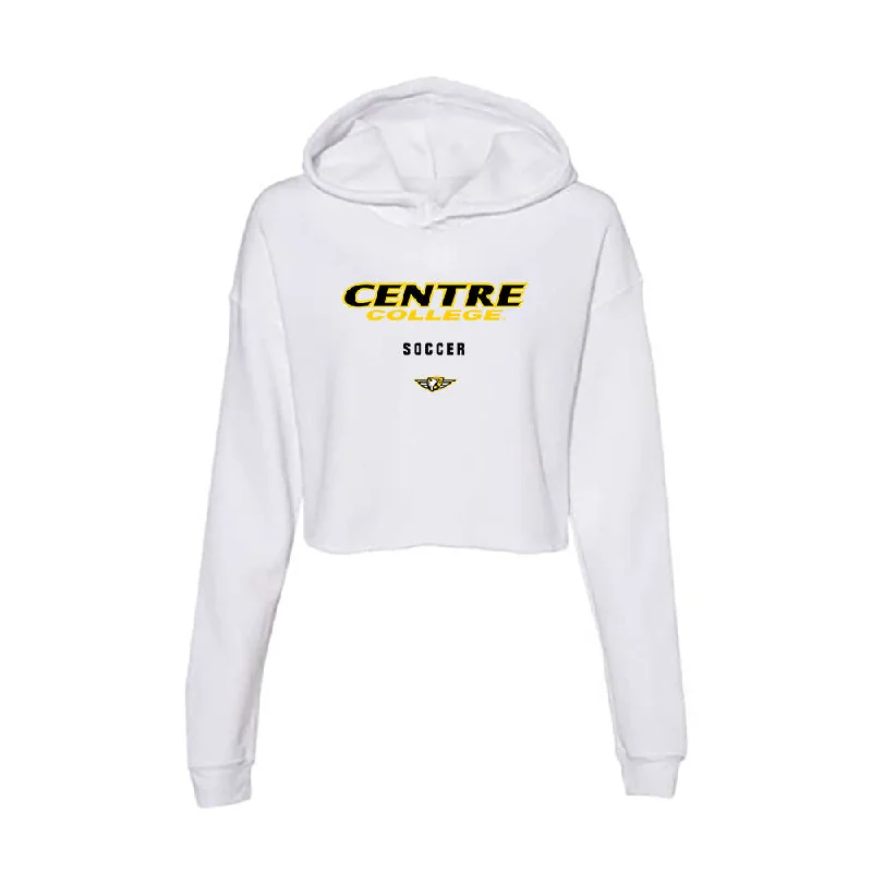 Centre College - NCAA Women's Soccer : Ej Bryant - Women's Crop Fleece Hoodie Hoodie with High Neck Warm Protective Centre College - NCAA Women's Soccer : Ej Bryant - Women's Crop Fleece Hoodie Hoodie with High Neck Warm Protective