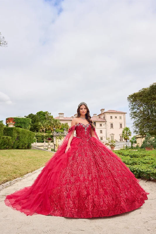 Glitter Cape Sleeve Quinceanera Dress by Amarra 54212 Tunics Luxurious high-end