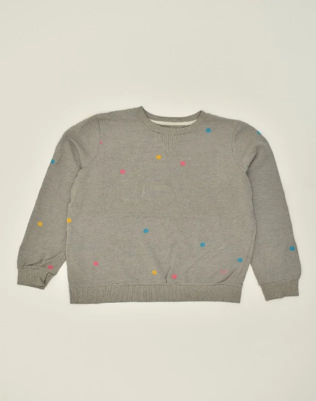 CREW CLOTHING Womens Sweatshirt Jumper US 12 Large Grey Spotted Cotton Hoodie with Sequins Glamorous Eye-catching