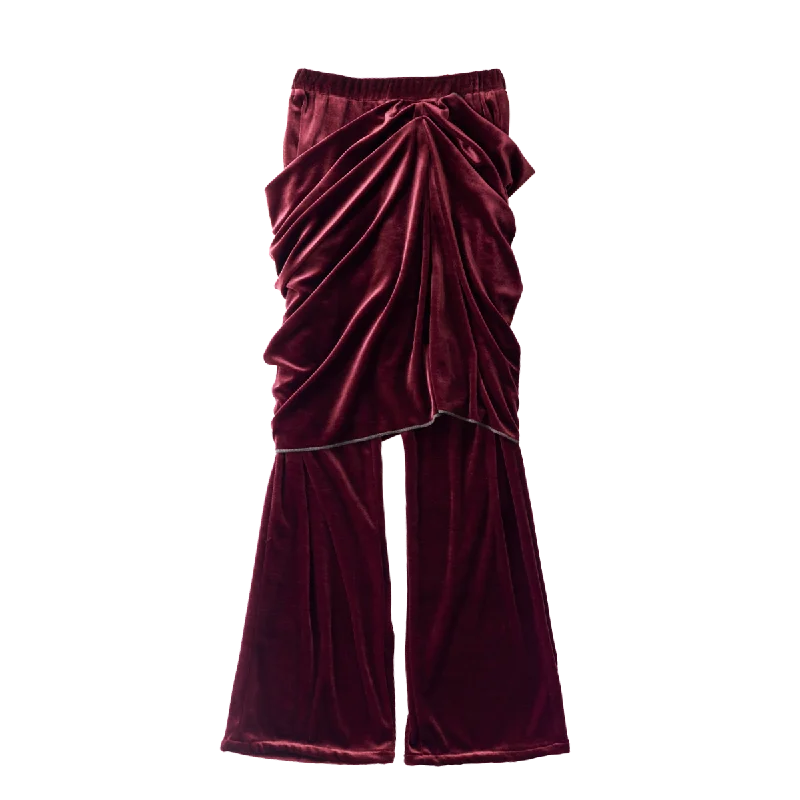 Velor drape skirt pants Trendy Palazzo Pants