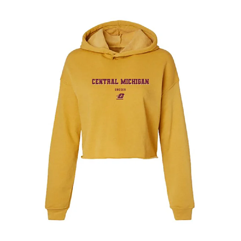 Central Michigan - NCAA Women's Soccer : Madison Bloom - Women's Crop Fleece Hoodie Hoodie with Drawstring Waist Adjustable Fitted