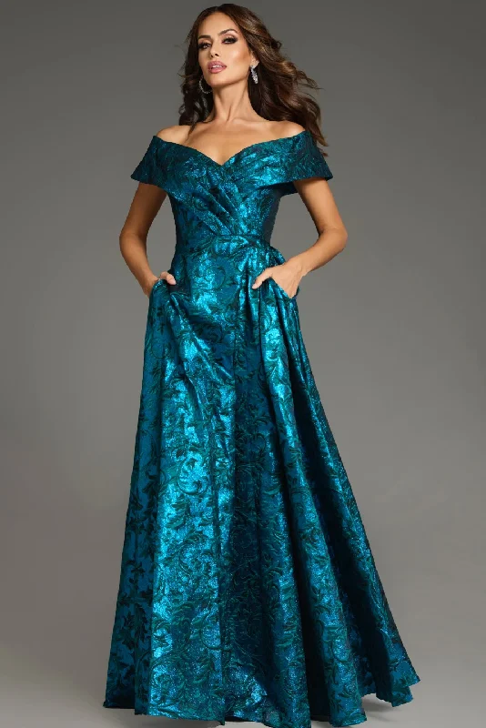 Jovani -25666  Off Shoulder Textured A-Line Dress Tunics Fashionable trendy