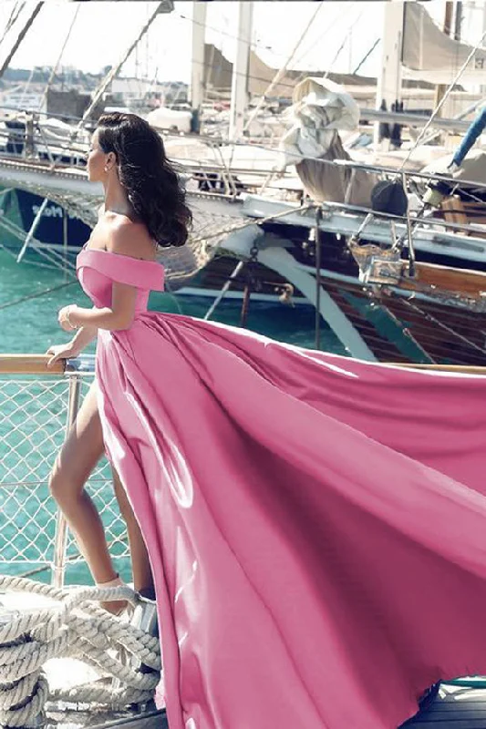 A Line Off The Shoulder Floor Lenth Prom Dresses Tunics Luxurious high-end