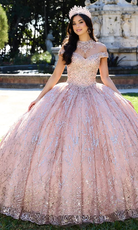 Beaded Quinceanera Dress: Princesa PR30132 Boatneck Modish Everyday